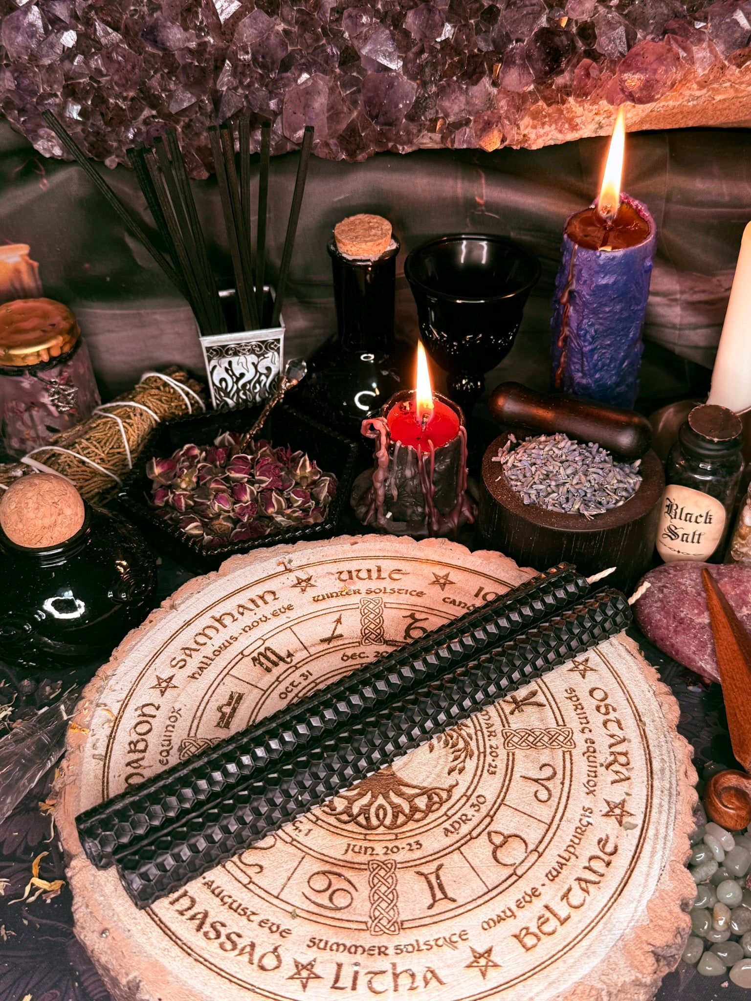 2 x Beeswax Candles - Black