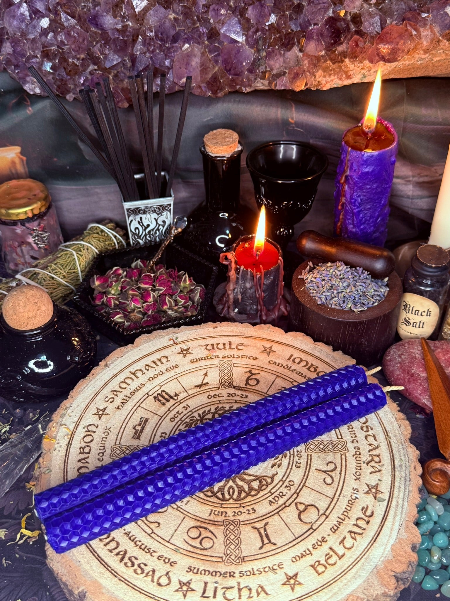 2 x Beeswax Candles - Blue