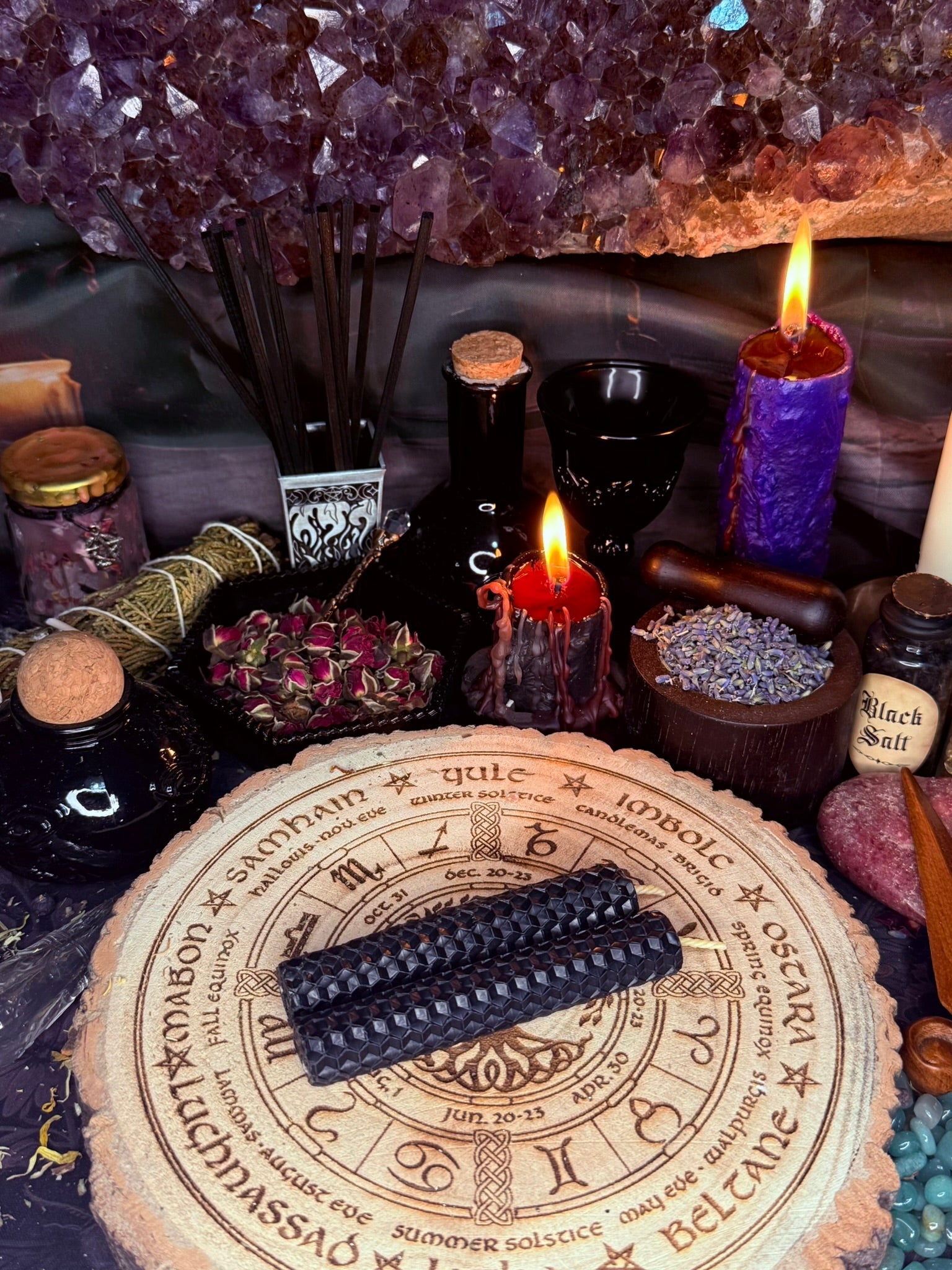 4 x Beeswax Spell Candles - Black