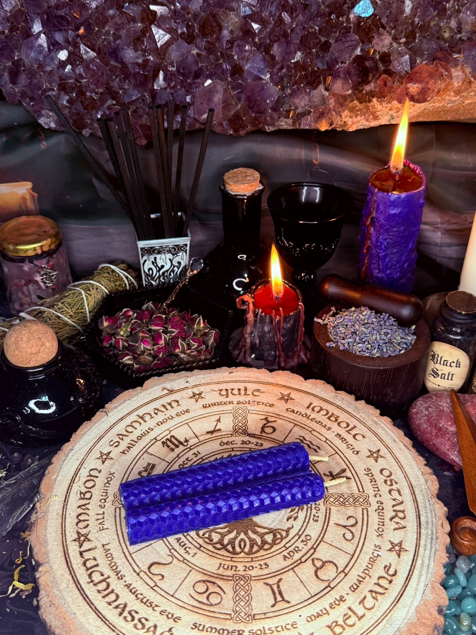 4 x Beeswax Spell Candles - Blue