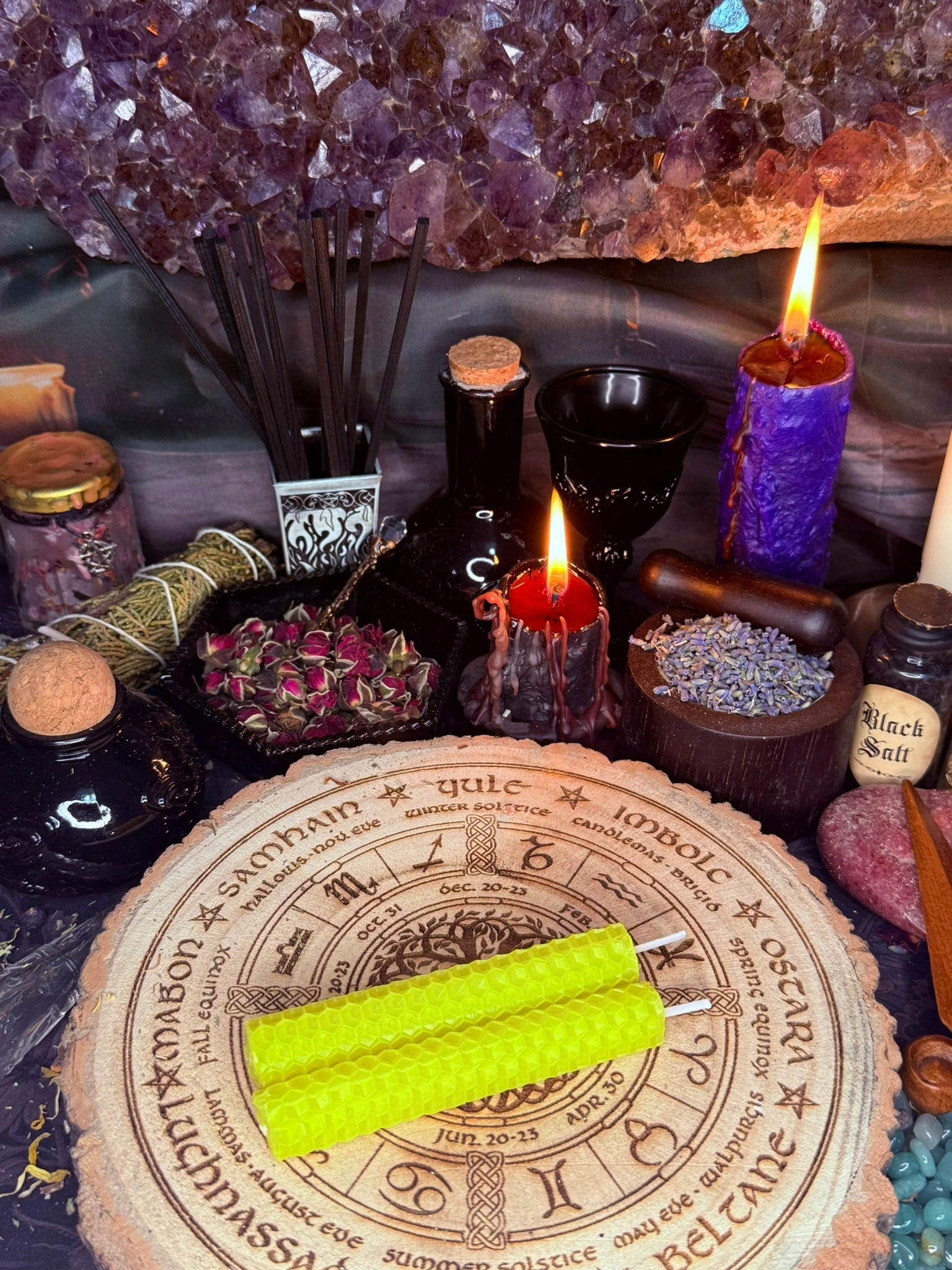 4 x Beeswax Spell Candles - Yellow