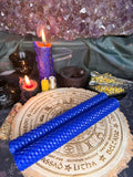 2 x Large Beeswax Candles - Blue