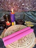 2 x Large Beeswax Candle - Pink