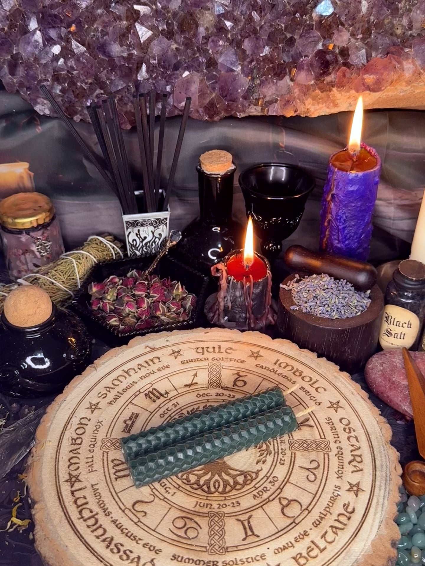 4x Beeswax Spell Candles - Dark Green