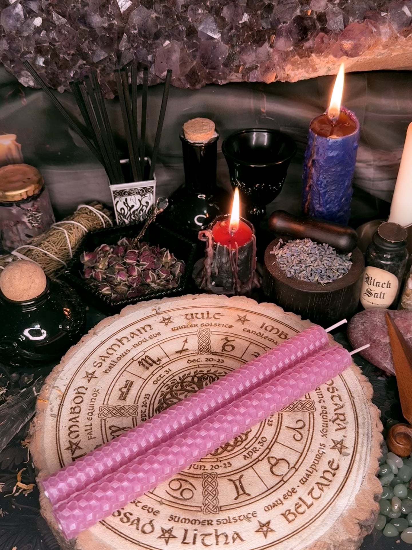 2 x Beeswax Candle - Pink