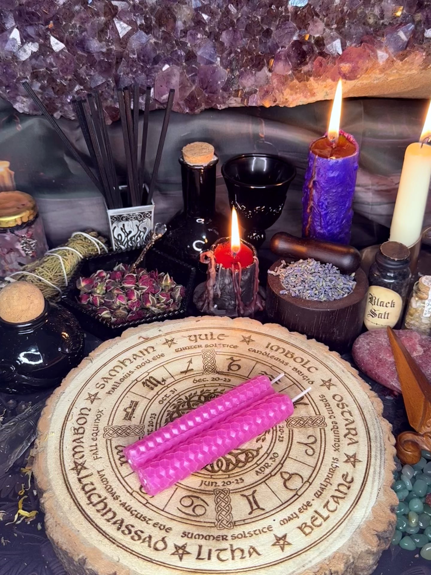 4 x Beeswax Spell Candle - Pink