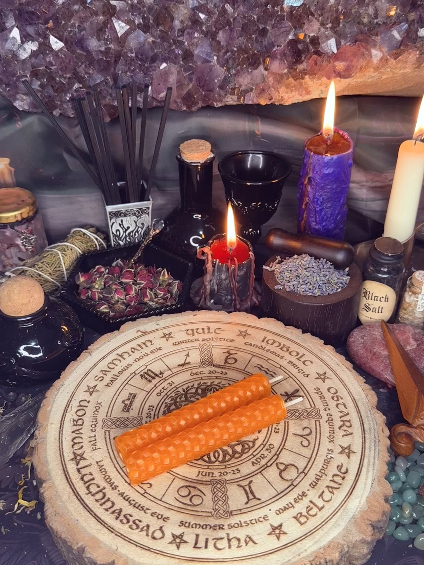 4 x Beeswax Spell Candles - Orange